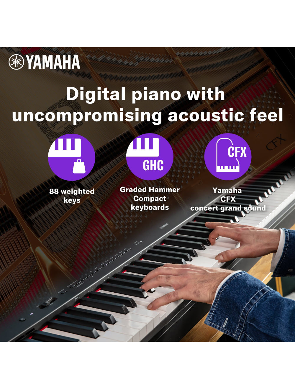 Yamaha P-225 88-Key Weighted Action Portable Digital Piano with Power Supply, great for beginners (Adaptor Included) - Image 5