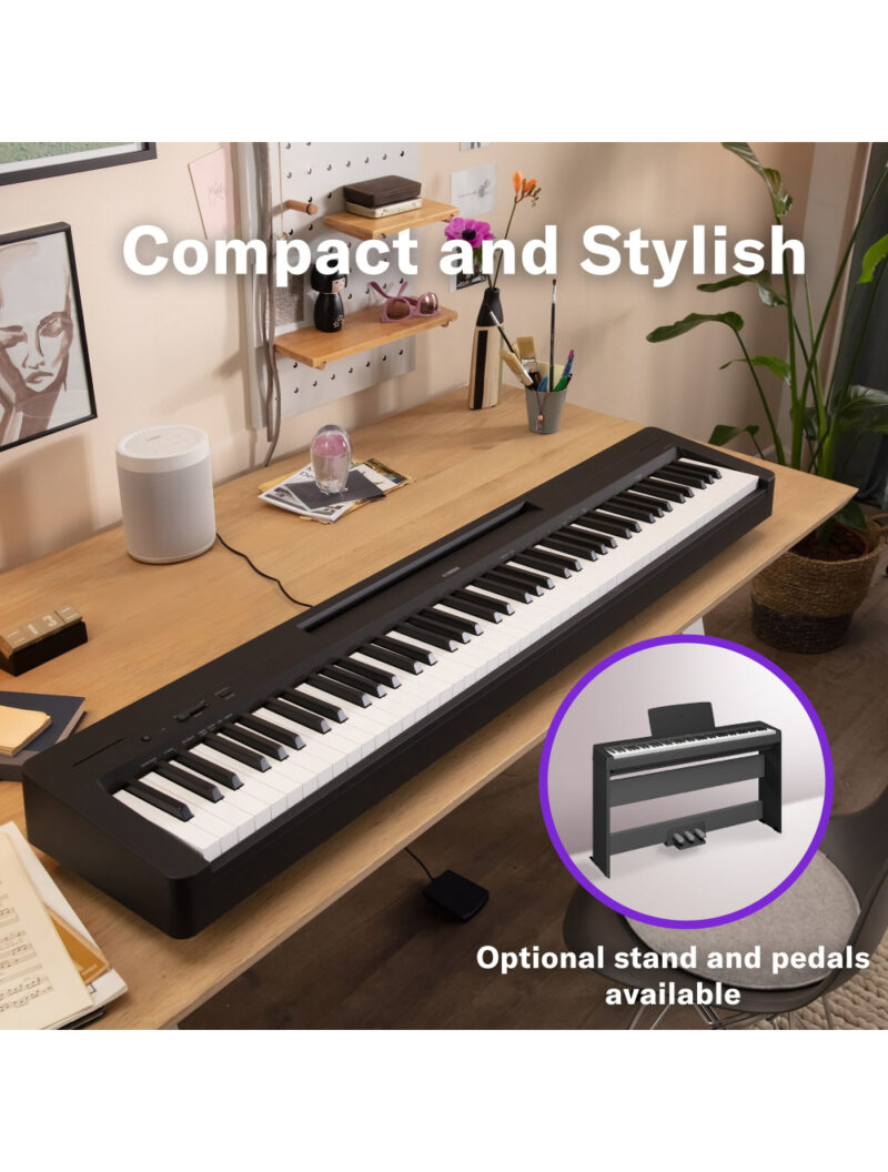 Yamaha P-145B 88-Key Weighted Action Portable Digital Piano with Power Supply, great for beginners (Adaptor Included) - Image 4