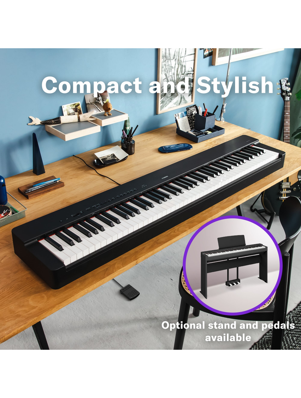 Yamaha P-225 88-Key Weighted Action Portable Digital Piano with Power Supply, great for beginners (Adaptor Included) - Image 4