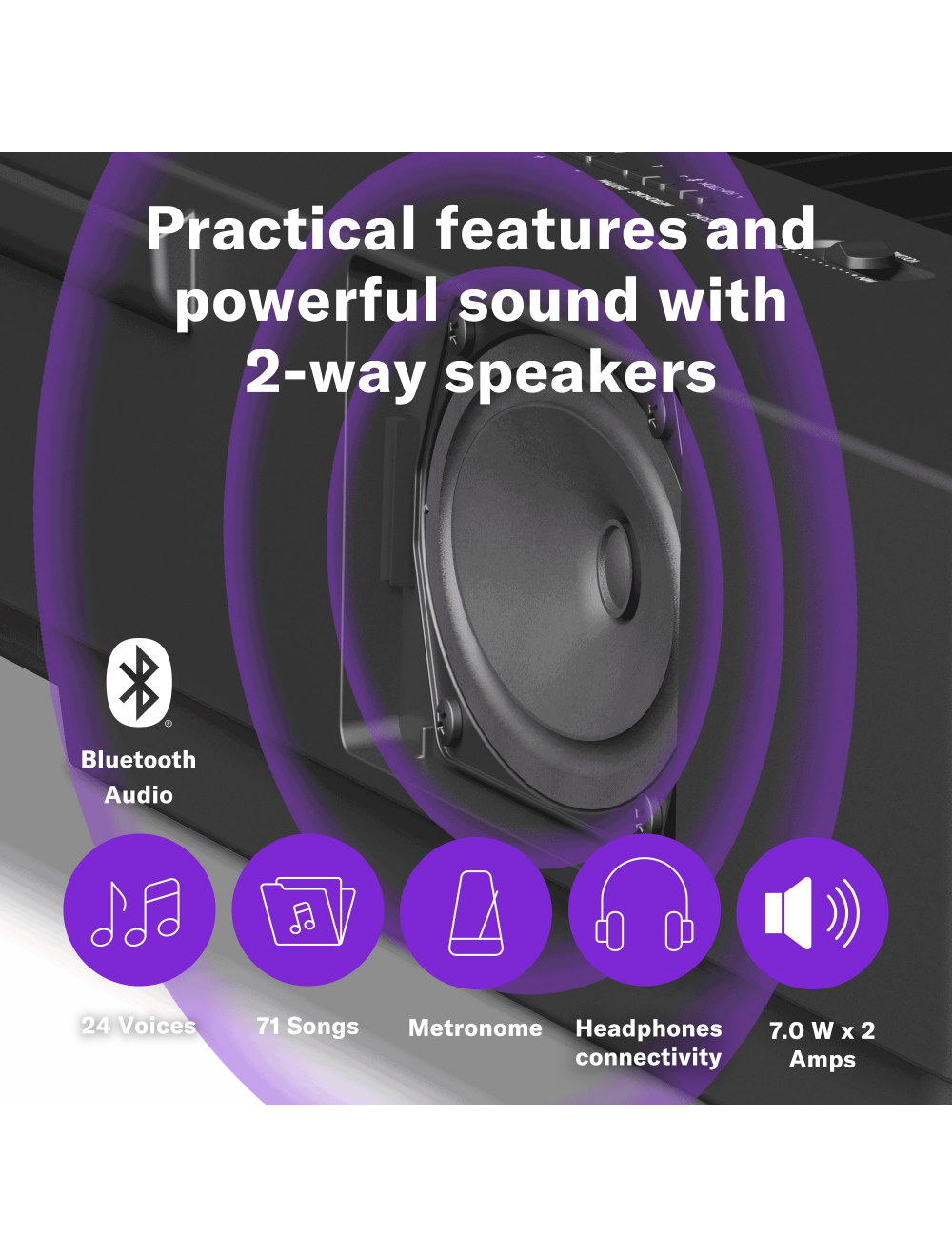 Yamaha P-225 88-Key Weighted Action Portable Digital Piano with Power Supply, great for beginners (Adaptor Included) - Image 3